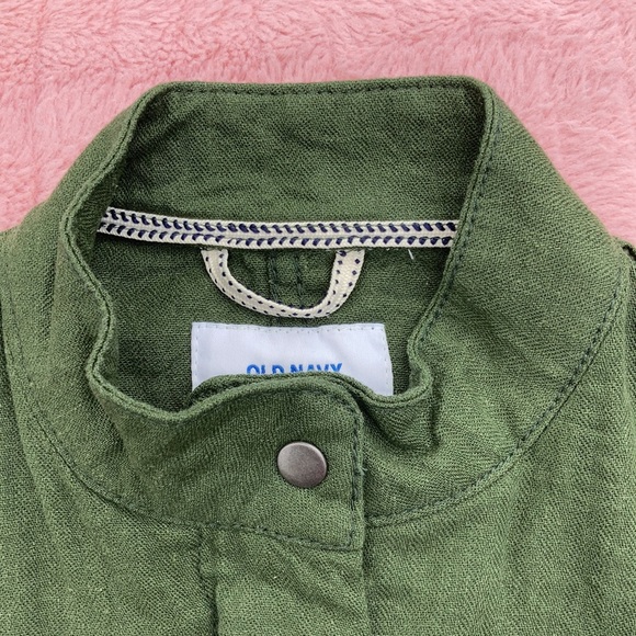 Old Navy, Girls S, Army Green Jacket, Linen Blend - Picture 6 of 13